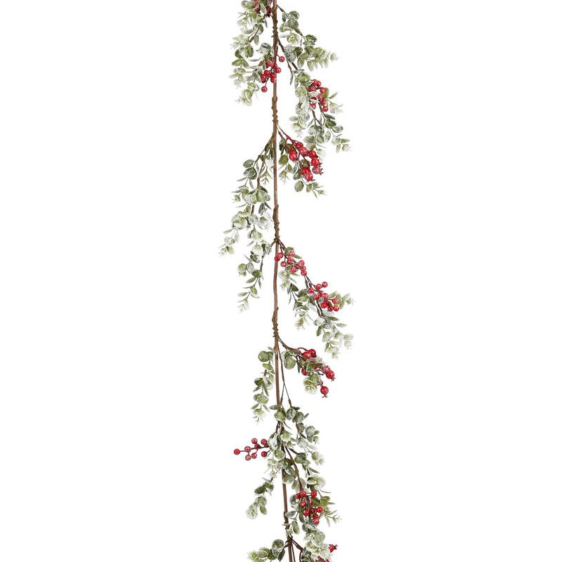GUIRLANDE PINE BAIES ROUGE GIVRE 180CM de Edelman - deco maison et noël dans E009