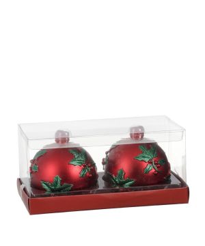 BOUGIE BOULE HOUX ROUGE X2 H7.5 D7.5CM de Edelman - deco maison et noël dans E009