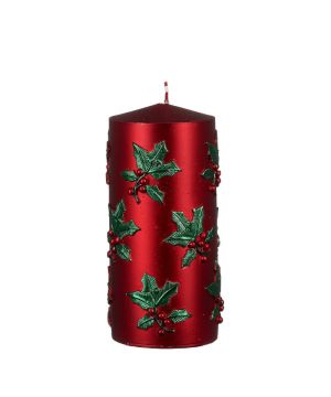 BOUGIE PILIER HOUX ROUGE H15.5 D7CM de Edelman - deco maison et noël dans E009