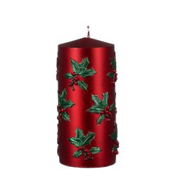 BOUGIE PILIER HOUX ROUGE H15.5 D7CM de Edelman - deco maison et noël dans E009