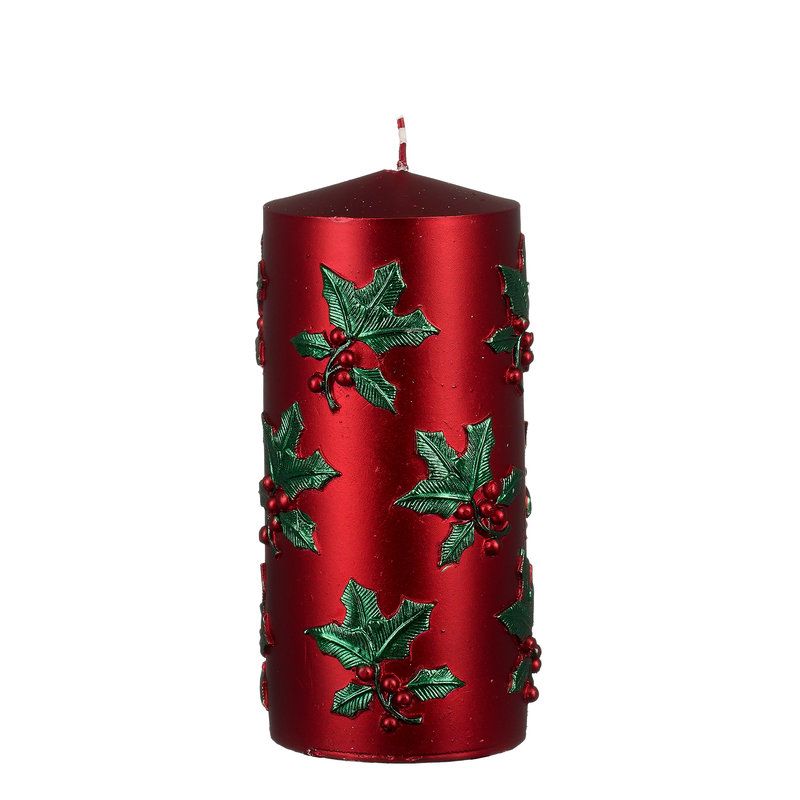 BOUGIE PILIER HOUX ROUGE H15.5 D7CM de Edelman - deco maison et noël dans E009