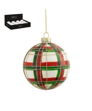 BOULE VERRE CARREAU ROUGE D10CM de Edelman - deco maison et noël dans E009