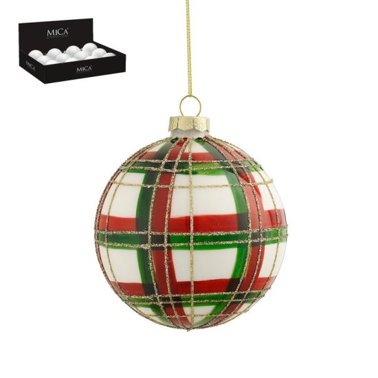 BOULE VERRE CARREAU ROUGE D10CM de Edelman - deco maison et noël dans E009