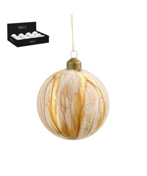 BOULE VERRE CREME FINITION MARBRE D10CM de Edelman - deco maison et noël dans E009