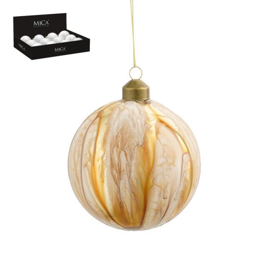 BOULE VERRE CREME FINITION MARBRE D10CM de Edelman - deco maison et noël dans E009