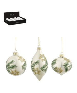 BOULE OIGNON GOUTTE BLANC 3ASS D8CM de Edelman - deco maison et noël dans E009