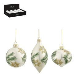 BOULE OIGNON GOUTTE BLANC 3ASS D8CM de Edelman - deco maison et noël dans E009