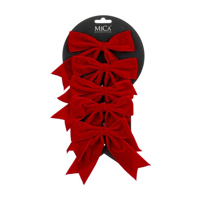 NOEUD ROUGE X6 12X14CM de Edelman - deco maison et noël dans E009