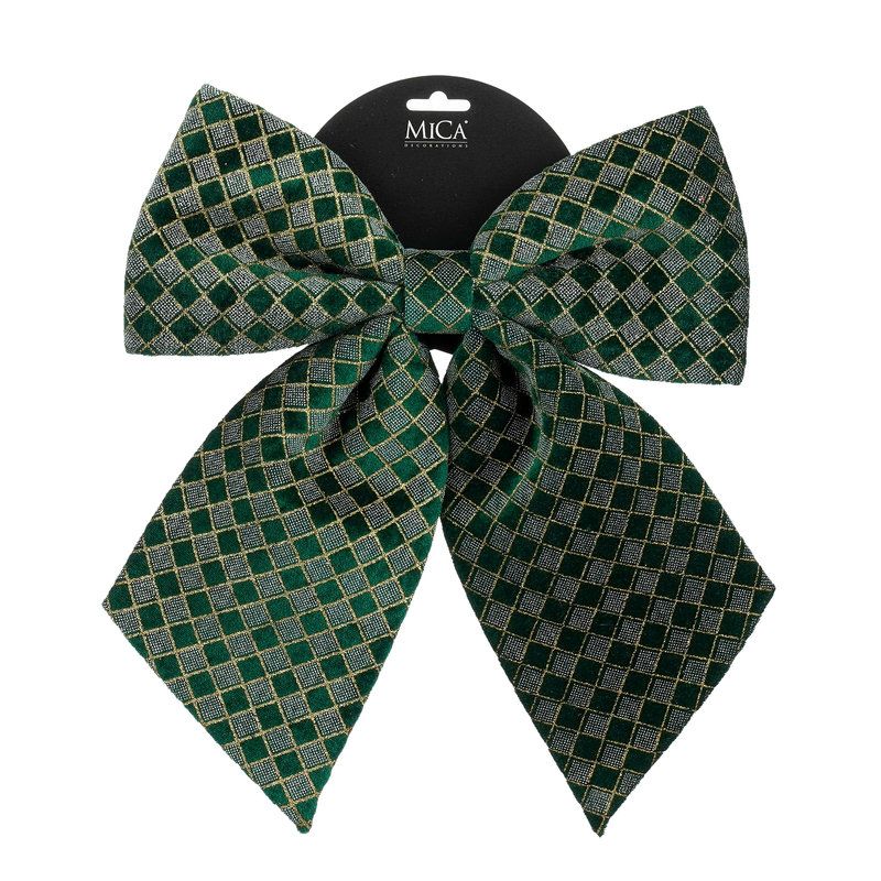 NOEUD CARREAU VERT 28X34 H3.5CM de Edelman - deco maison et noël dans E009