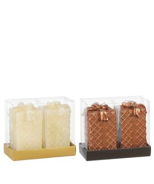 BOUGIE CADEAU BLANC CUIVRE X2 D5.5CM de Edelman - deco maison et noël dans E009