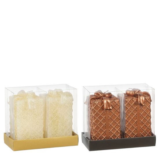 BOUGIE CADEAU BLANC CUIVRE X2 D5.5CM de Edelman - deco maison et noël dans E009