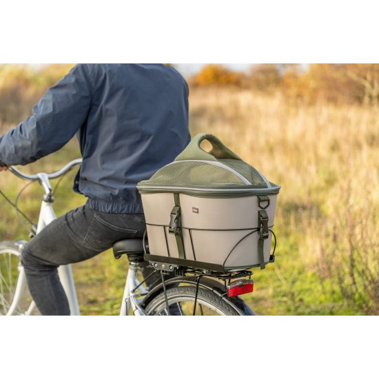 Panier vélo vert olive pour chiens et chats - accessoires confortables et pratiques de Trixie - Produit pour animaux dans T050