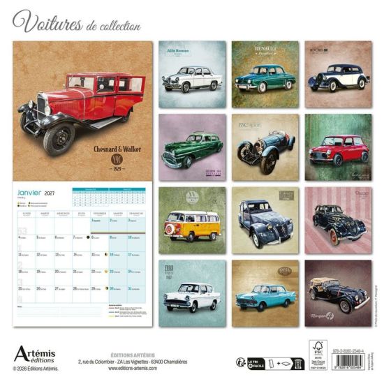 CALENDRIER VOITURES DE COLLECTION 2027 de Jardinerie Bordeaux Libourne Gironde dans C022