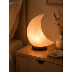 Lampe en Cristal de Sel Blanc forme Lune de Herboristerie et Esotérisme à Libourne dans D040