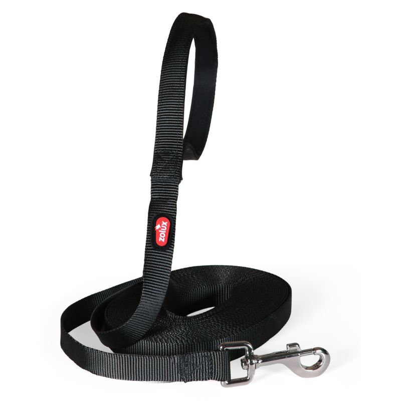 Longe nylon plate 20mm 15m noir pour chien de Zolux - Produit pour animaux dans Z002