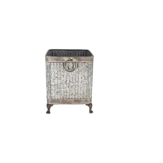 Pot carré sur pieds en zinc pour décoration jardin et maison de Esschert design - deco maison et jardin dans E058