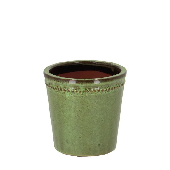 Pot De Fleur Verni Vert 15cm Pour Décoration Jardin Et Maison de Esschert design - deco maison et jardin dans E058