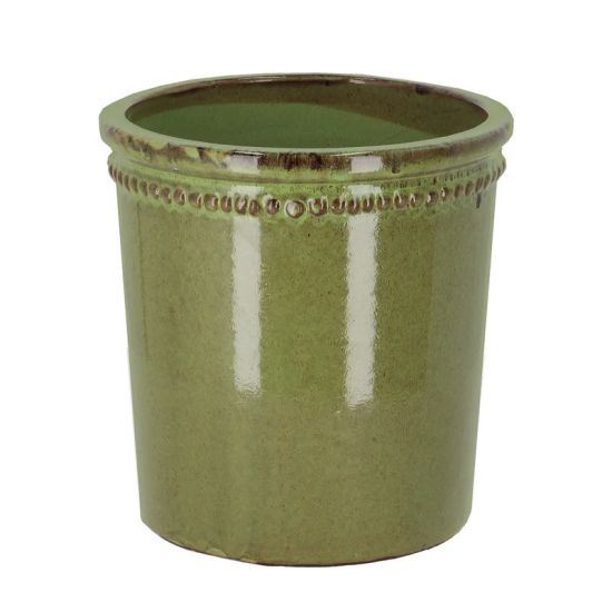 Pot de fleur verni vert 25cm pour décoration jardin et maison de Esschert design - deco maison et jardin dans E058