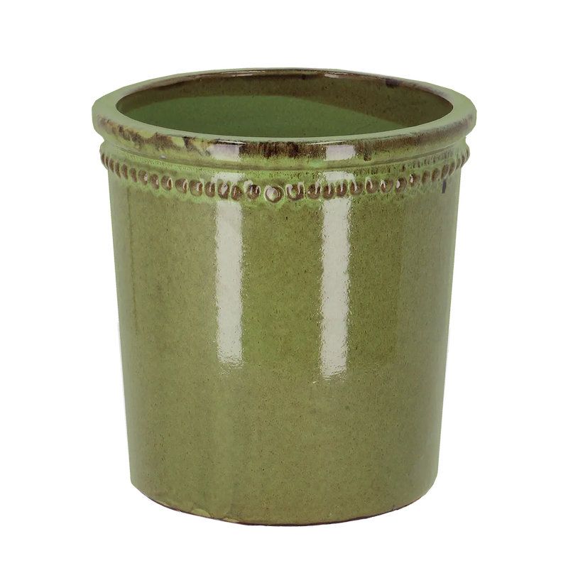 Pot de fleur verni vert 25cm pour décoration jardin et maison de Esschert design - deco maison et jardin dans E058