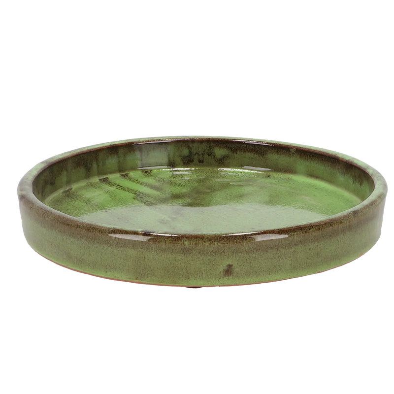 Soucoupe vernie verte 25cm pour décoration jardin et maison de Esschert design - deco maison et jardin dans E058