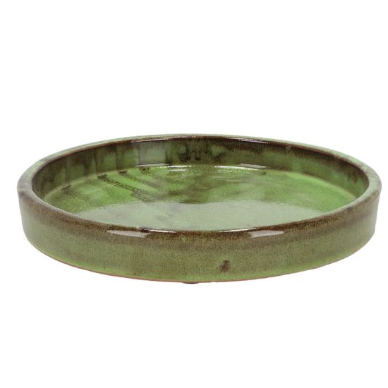 Soucoupe vernie verte 25cm pour décoration jardin et maison de Esschert design - deco maison et jardin dans E058