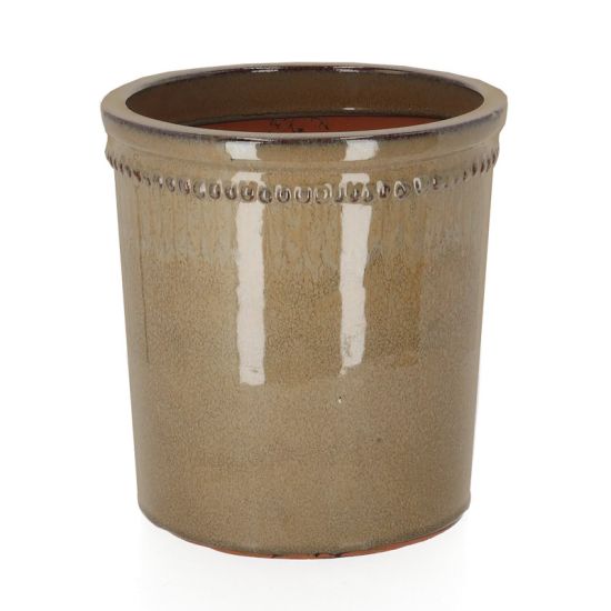 Pot De Fleur Verni Gris 25cm Pour Décoration Jardin Et Maison de Esschert design - deco maison et jardin dans E058