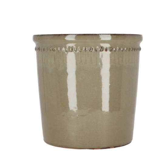 Pot De Fleur Verni Gris 25cm Pour Décoration Jardin Et Maison de Esschert design - deco maison et jardin dans E058