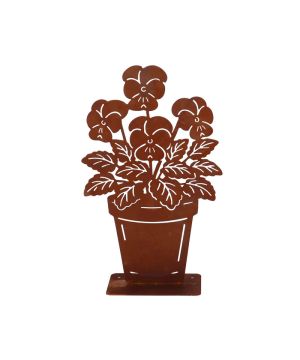 Pensées Dans Pot De Fleur Rouille Pour Décoration Jardin Et Maison de Esschert design - deco maison et jardin dans E058