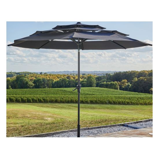 Parasol Droit Tilt Ø300 Gris - Protection Élégante et Pratique pour Votre Espace Extérieur