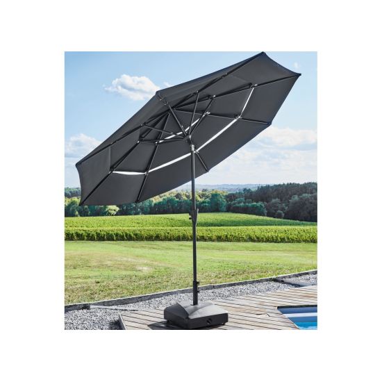 Parasol Droit Tilt Ø300 Gris - Protection Élégante et Pratique pour Votre Espace Extérieur