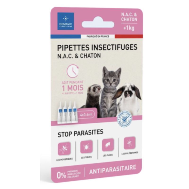 Pipette insectifuge chaton / NAC x 4 de Animalerie Libourne et Bordeaux - Gironde dans D025