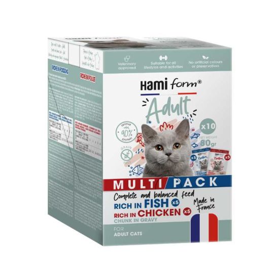 Multipack repas complet pour chat adulte 10x80g de Hamiform et Anju beauté dans S1591