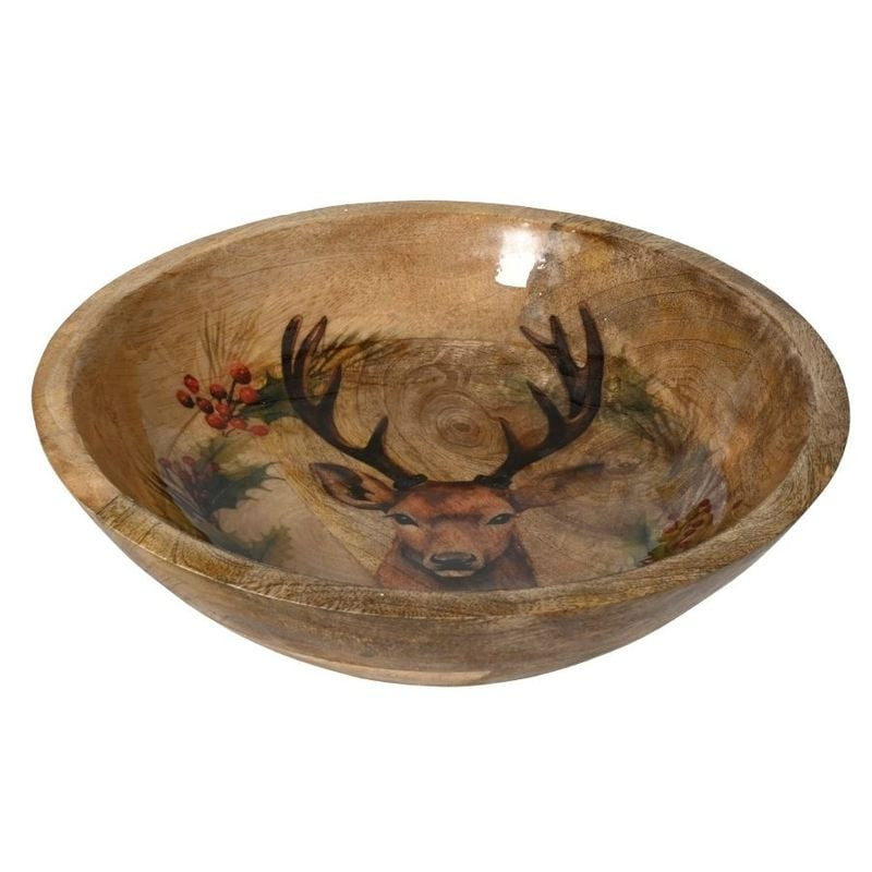 BOL BOIS MANGUIER EMAILLE NATUREL D25CM H6.5CM de Kaemingk - deco de la maison dans K002