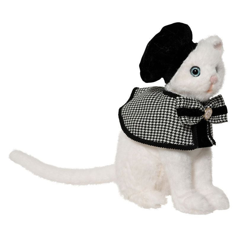 CHAT FOURRURE BONNET ET VETEMENTS BLANC H33CM de Kaemingk - deco de la maison dans K002