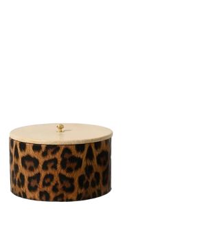BOITE RANGEMENT LEOPARD+COUVERCLE BEIGE H8CM de Kaemingk - deco de la maison dans Boites