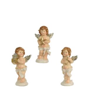 ANGE DEBOUT NOEUD CREME/COULEUR H15.5CM 3ASS de Kaemingk - deco de la maison dans 🎅Figurine de Noël