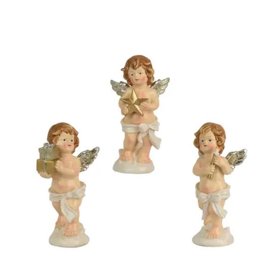 ANGE DEBOUT NOEUD CREME/COULEUR H15.5CM 3ASS de Kaemingk - deco de la maison dans 🎅Figurine de Noël