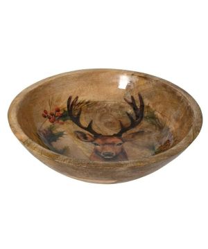 BOL BOIS MANGUIER EMAILLE NATUREL D30CM H6.5CM de Kaemingk - deco de la maison dans K002