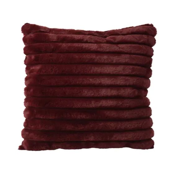 COUSSIN VELOURS RAYURES LIE DE VIN 45X45CM de Kaemingk - deco de la maison dans Coussins et couverture