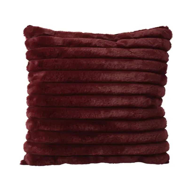 COUSSIN VELOURS RAYURES LIE DE VIN 45X45CM de Kaemingk - deco de la maison dans Coussins et couverture