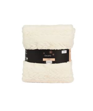 PLAID FAUSSE FOURRURE LAPIN MOTIF TRESSE BLANC C de Kaemingk - deco de la maison dans Coussins et couverture