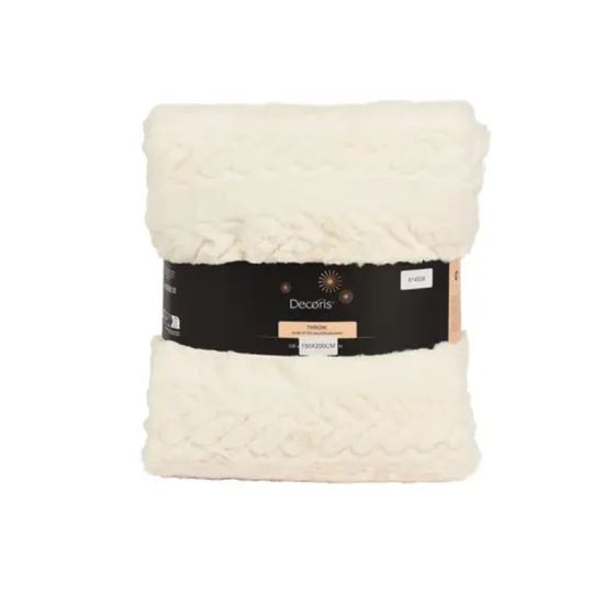 PLAID FAUSSE FOURRURE LAPIN MOTIF TRESSE BLANC C de Kaemingk - deco de la maison dans Coussins et couverture