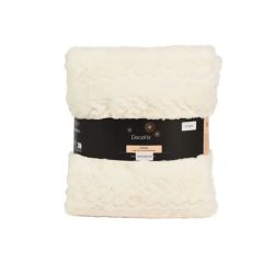 PLAID FAUSSE FOURRURE LAPIN MOTIF TRESSE BLANC C de Kaemingk - deco de la maison dans Coussins et couverture