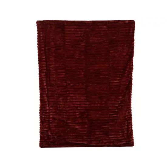 PLAID VELOURS RAYURES LIE DE VIN 170X130CM de Kaemingk - deco de la maison dans K002