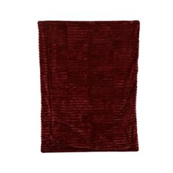 PLAID VELOURS RAYURES LIE DE VIN 170X130CM de Kaemingk - deco de la maison dans K002