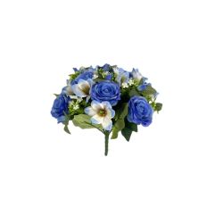 BOUQUET MAGNOLIAS+ROSES BLEU 24F H36CM D40CM de Décoration de la maison à Libourne dans K0301