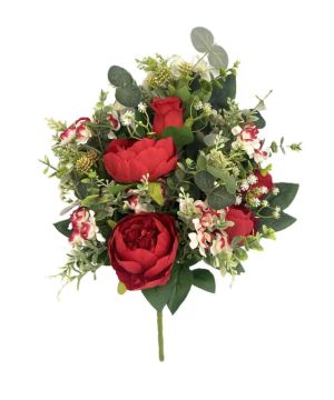 BOUQUET PIVOINES+HORTENSIAS ROUGE 14F H56 D40 de Décoration de la maison à Libourne dans K0301