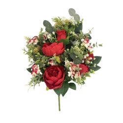 BOUQUET PIVOINES+HORTENSIAS ROUGE 14F H56 D40 de Décoration de la maison à Libourne dans K0301