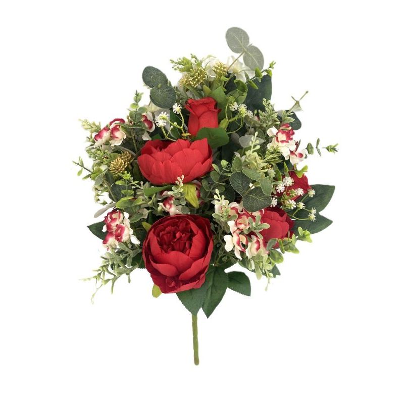 BOUQUET PIVOINES+HORTENSIAS ROUGE 14F H56 D40 de Décoration de la maison à Libourne dans K0301