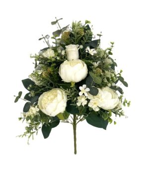 BOUQUET PIVOINES+HORTENSIAS CREME 14F H56 D40 de Décoration de la maison à Libourne dans K0301